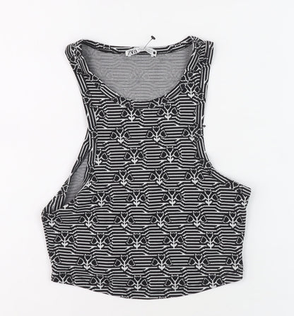 Zara Women's Black Geometric Cropped Tank Size S