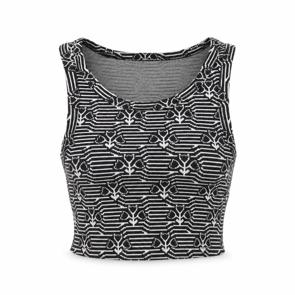 Zara Women's Black Geometric Cropped Tank Size S