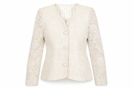 Karen Willis Holmes Women's Ivory Lace Jacket Size 8