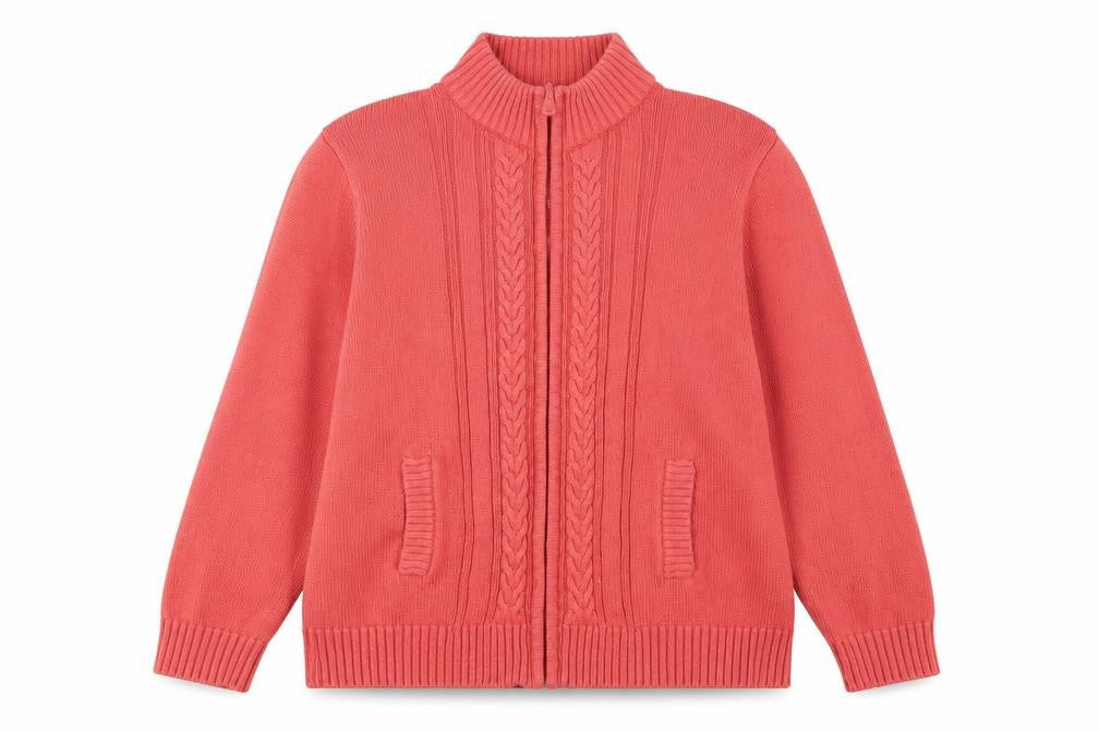 Isle Essentials Women Pink Full Zip Jumper, Plus Size 22-24
