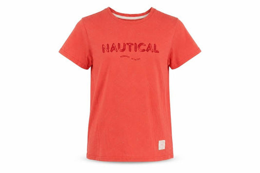 Front view of Massimo Dutti girls’ red nautical t-shirt 9-10 years