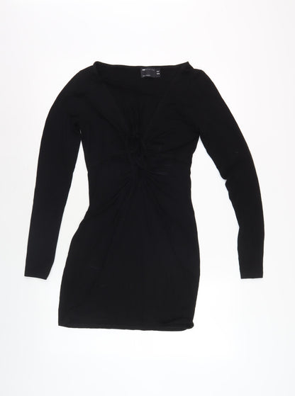 Additional front view of ASOS DESIGN Black Women's Long Sleeve Dress, size 12