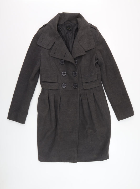 Oasis Women's Black Wool Pea Coat - Size S, Elegant Winter Wear