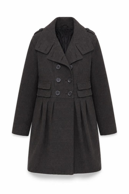 Oasis Women's Black Wool Pea Coat - Size S, Elegant Winter Wear