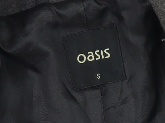 Oasis Women's Black Wool Pea Coat - Size S, Elegant Winter Wear