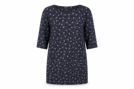 White Stuff Women's Blue Floral Dress, UK 8, 3/4 Sleeve