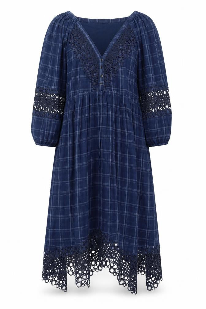 AKEWEI + KIN Women's Blue V-Neck Shift Dress