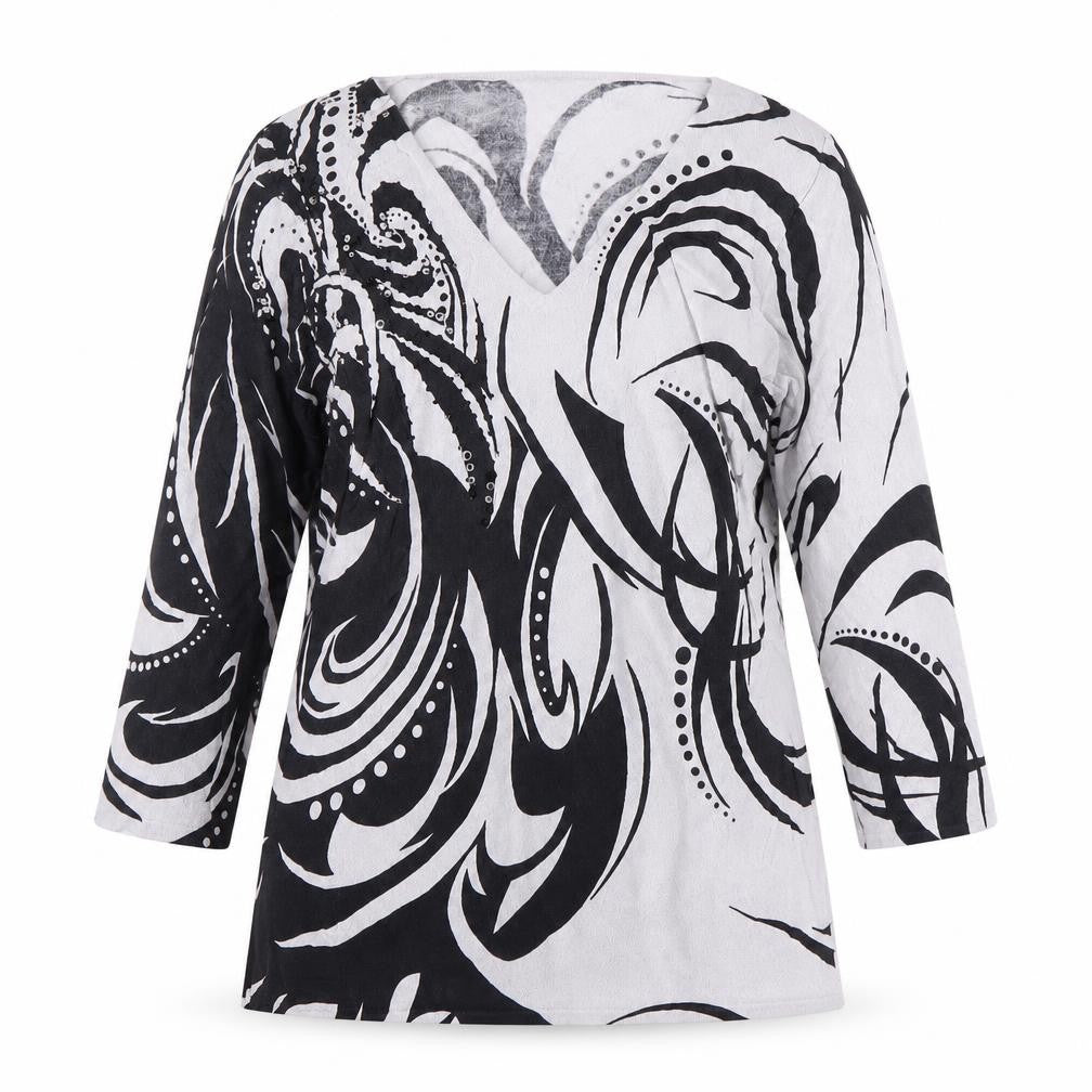 Laura d. Women's Multicoloured V-Neck Blouse, Size 2, Sequin Accents