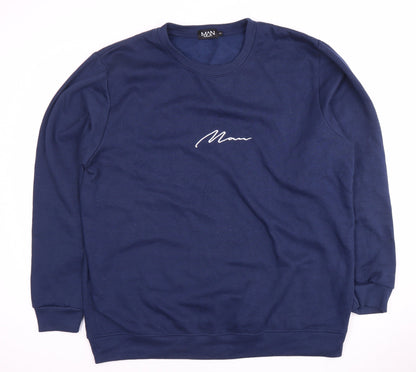 Additional front view of boohooMAN Men's Blue 2XL Pullover Sweatshirt