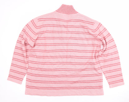Back view of Honor Millburn Women's Pink XL Striped Collared Jumper