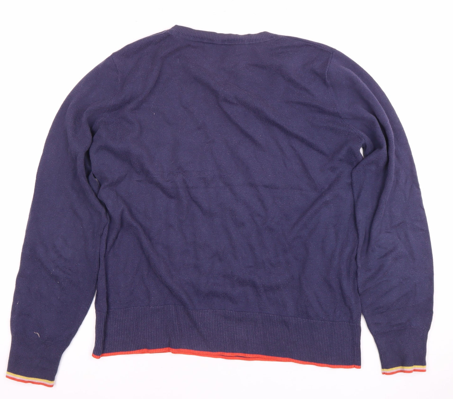 Oasis Women's Blue Crew Neck Heart Knit Jumper Size 12