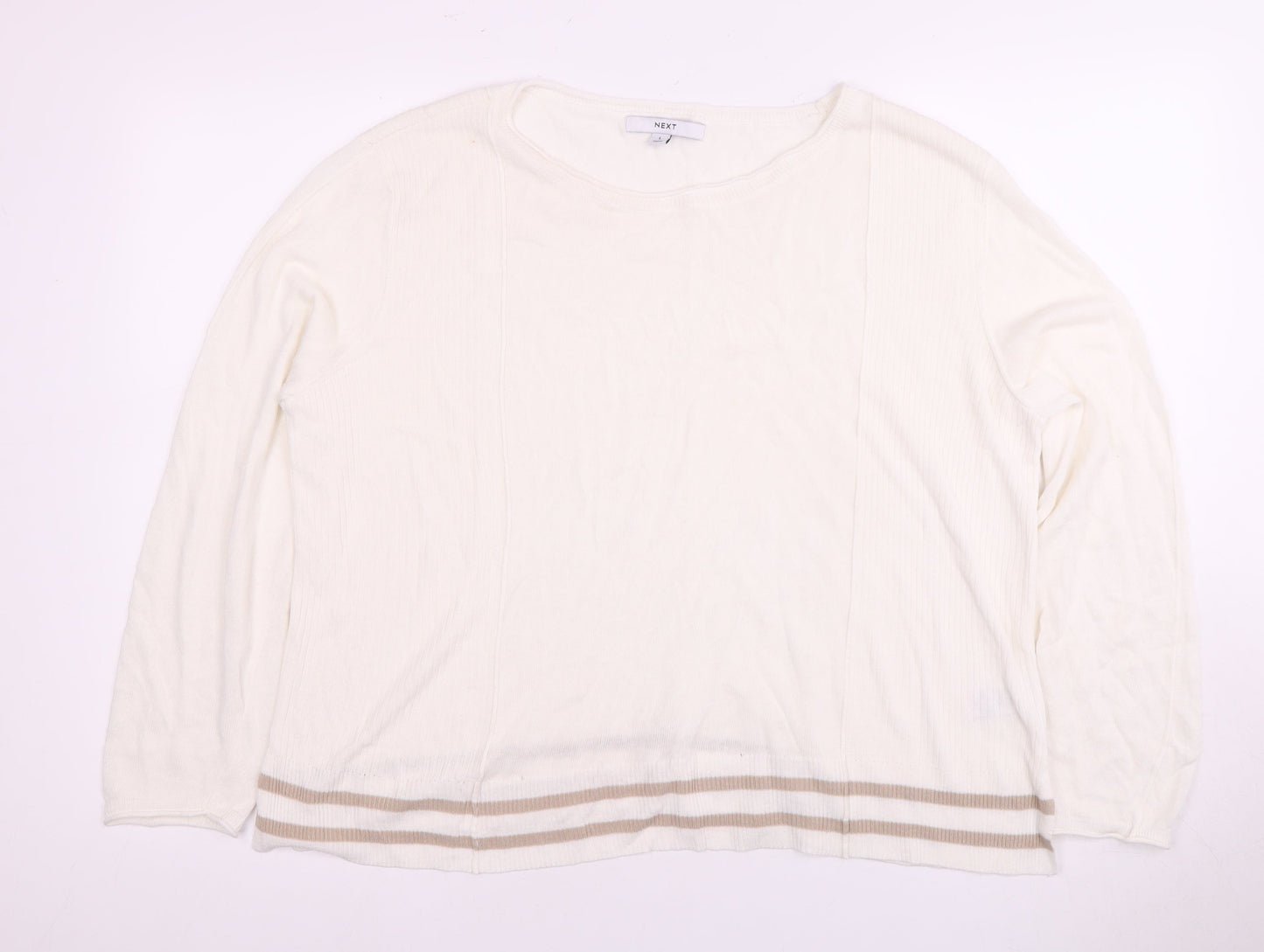 Next Women's White Long Sleeve Round Neck Top