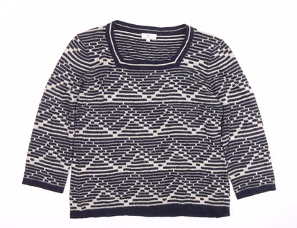 Country Casuals Women's Blue Geometric Pullover Jumper Size 12