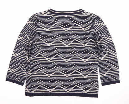 Country Casuals Women's Blue Geometric Pullover Jumper Size 12