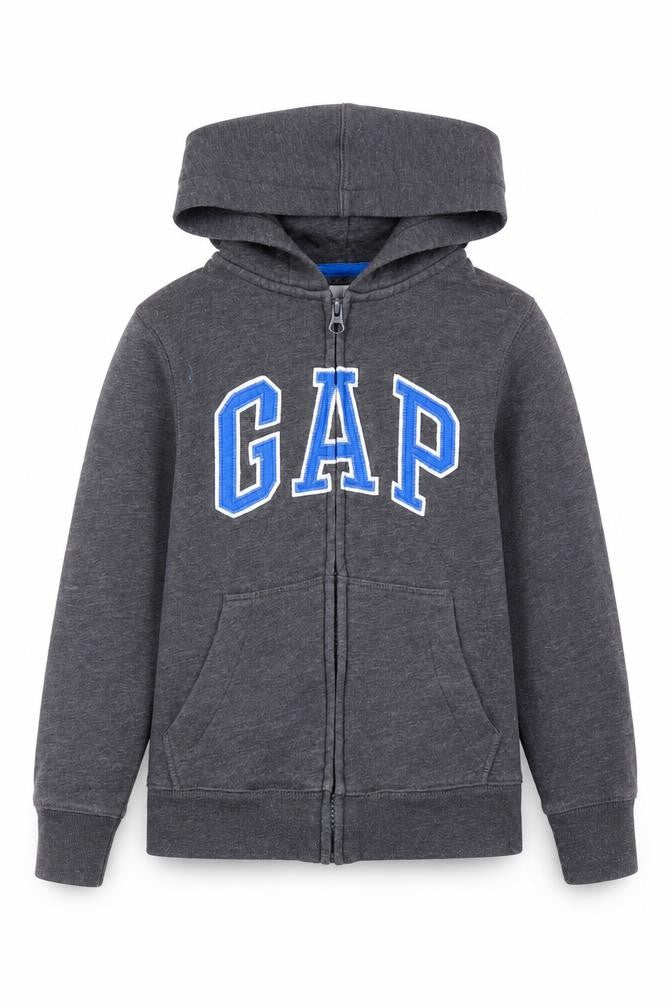 Gap Boys Grey Full Zip Hoodie 6-7 Years with Logo