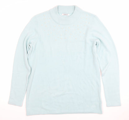 Damart Women's Blue Pullover Jumper M with Beads