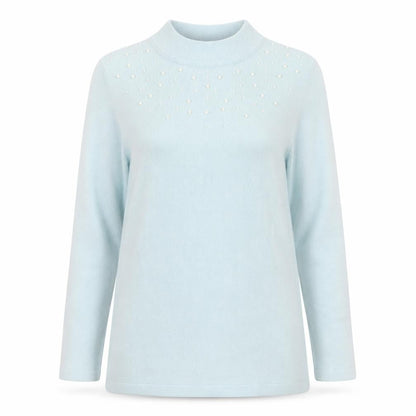 Damart Women's Blue Pullover Jumper M with Beads