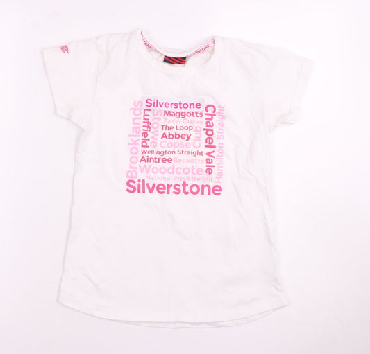 Silverstone Girls' White T-Shirt 13 Years Graphic Print Logo
