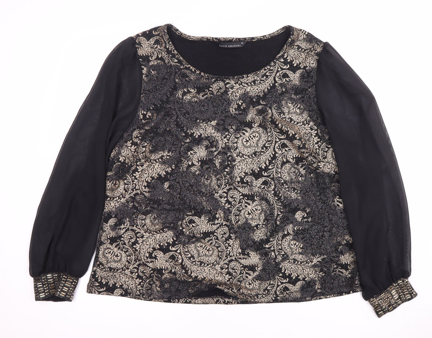 David Emanuel Women's Black Floral Blouse, Size 20
