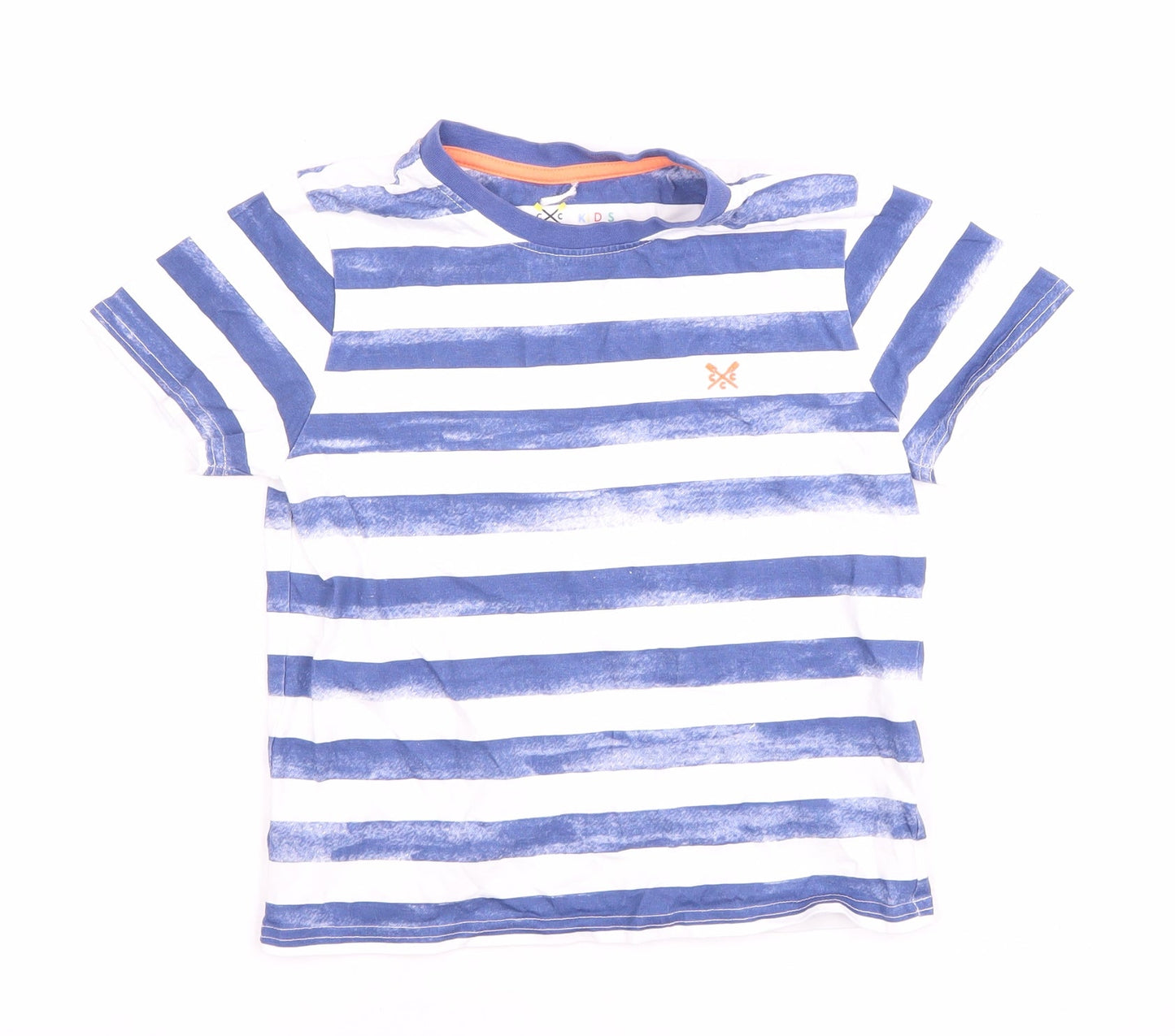 Crew Clothing Blue Striped Boys T-Shirt, 8-9 Years, Cotton, Casual Wear