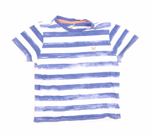 Crew Clothing Blue Striped Boys T-Shirt, 8-9 Years, Cotton, Casual Wear