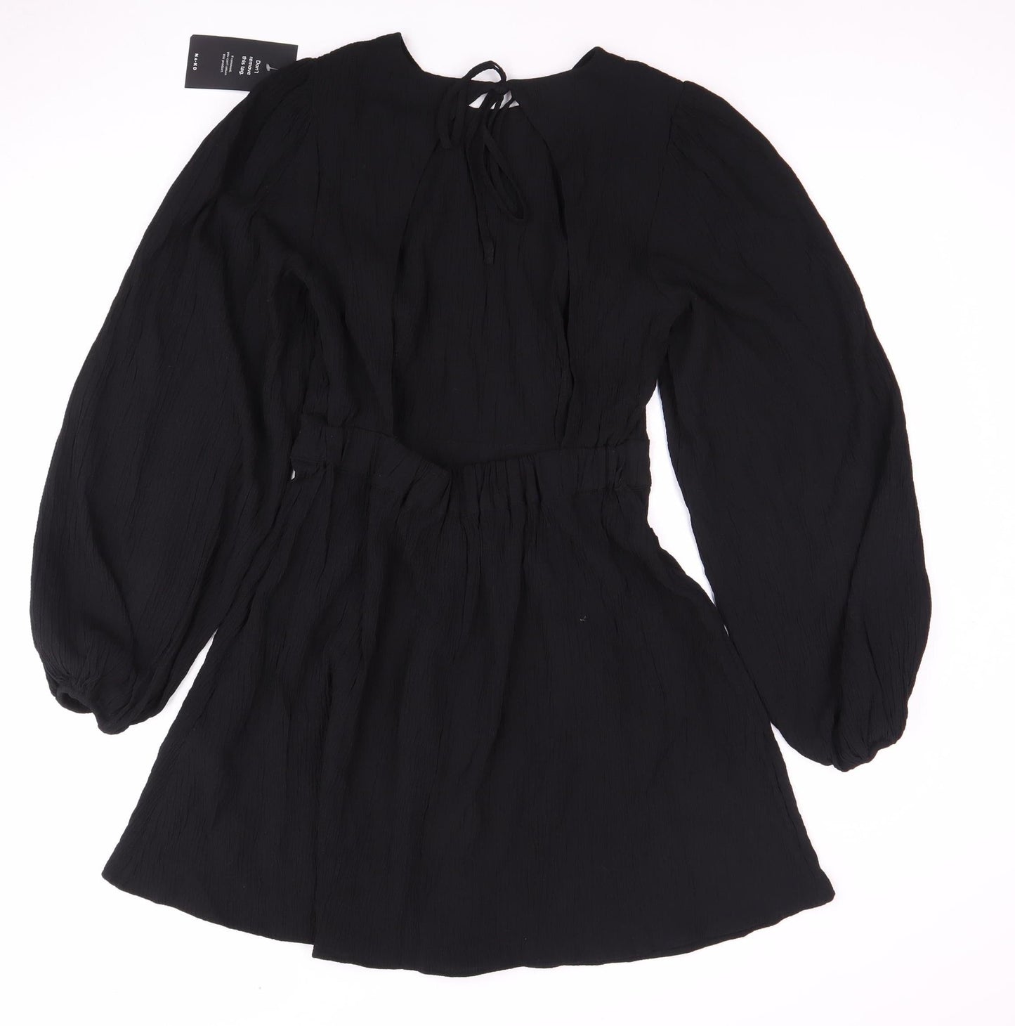 NA-KD Women's Black Balloon Sleeve Dress, Size 8