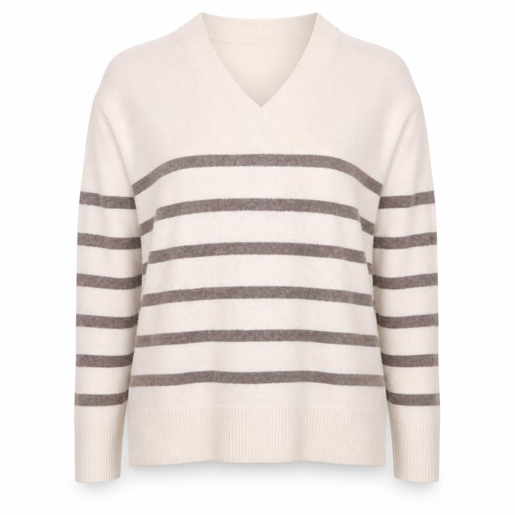 Marks & Spencer Women's White Striped Pullover Jumper - M