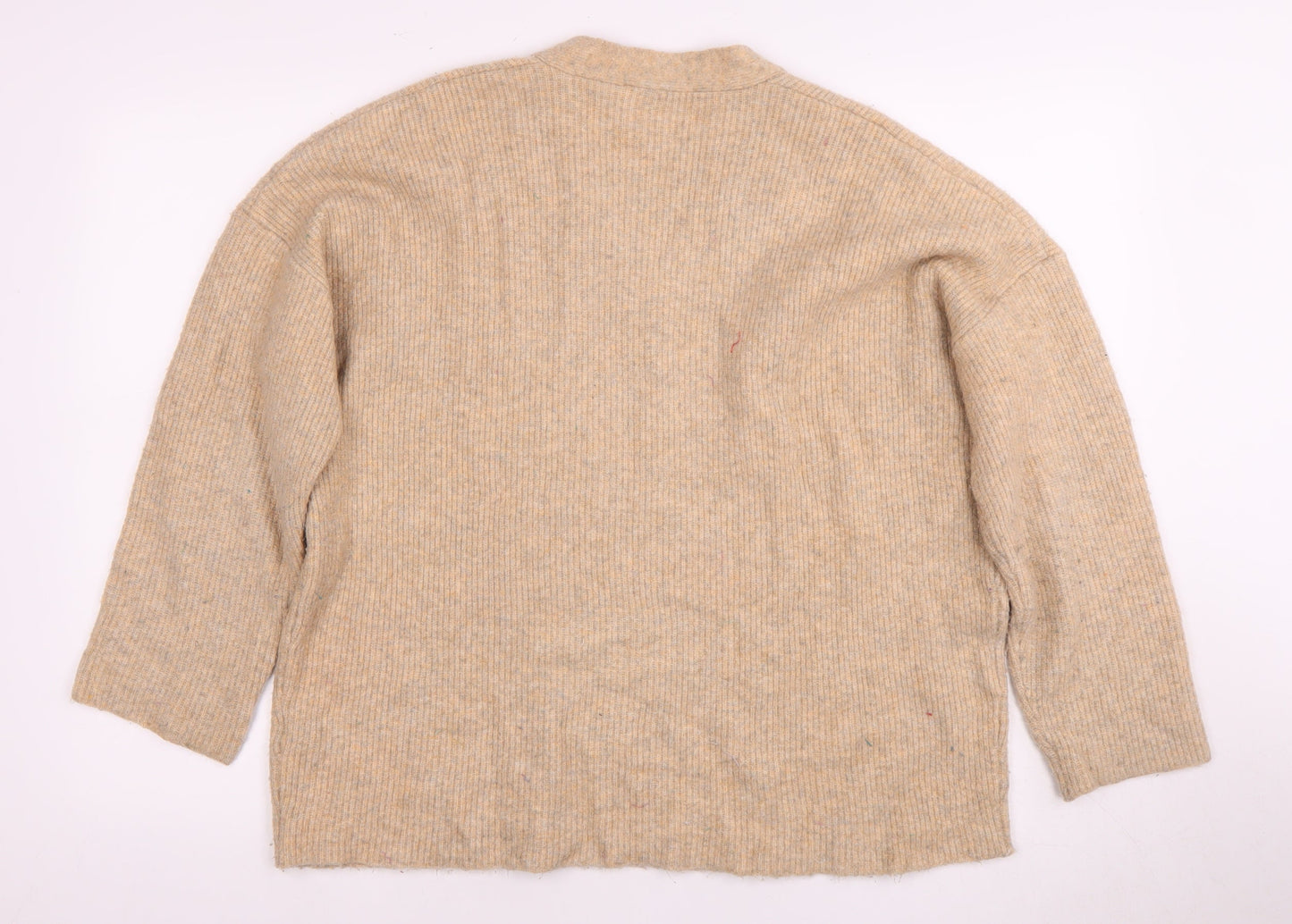 Zara Women's Beige V-Neck Pullover Jumper S