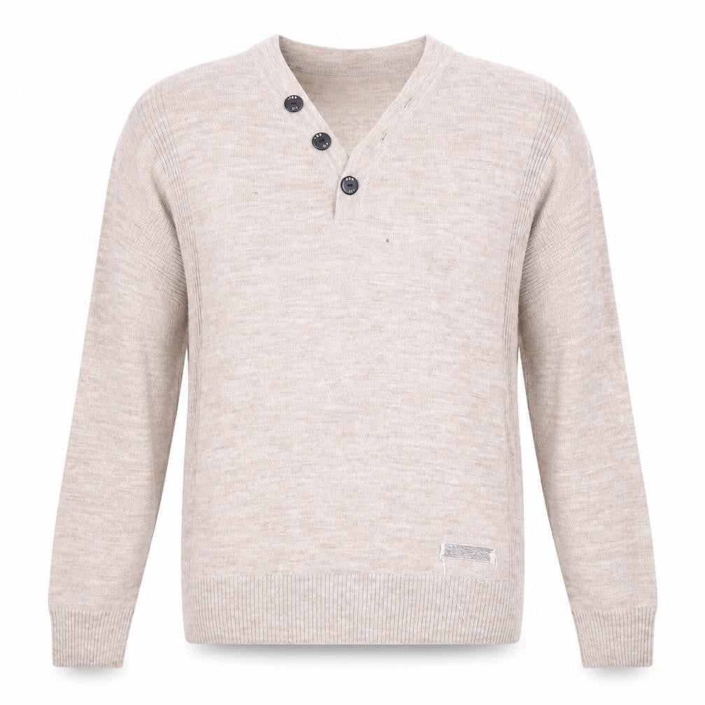 Petroleum Men's Beige Henley XL Knit Jumper
