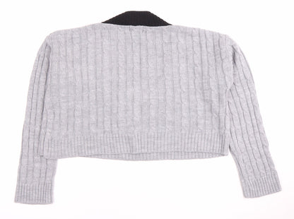 PRETTYLITTLETHING Women's Grey V-Neck Pullover Jumper, M