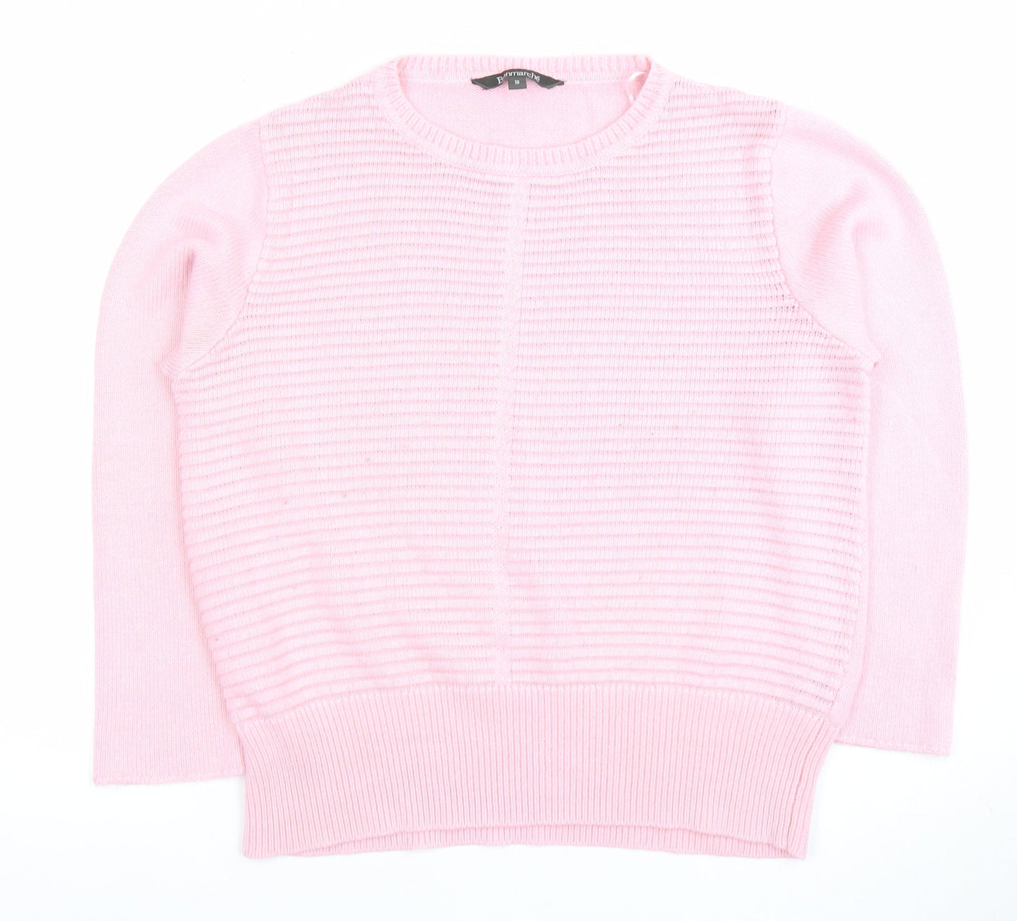 Bonmarché Women's Pink Crew Neck Pullover Jumper Size 18