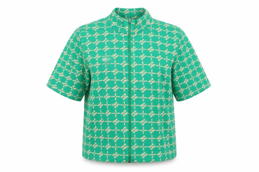 Les Trams Women's Green Geometric Blouse UK 12