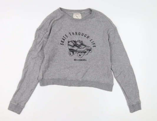Pull&Bear Women's Grey Pullover Sweatshirt, Size 8