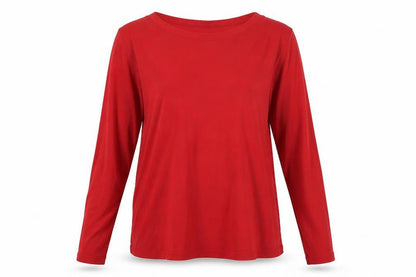 Front view of ASOS Women's Red Long Sleeve Basic T-Shirt UK, size 10