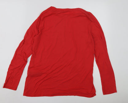 Back view of ASOS Women's Red Long Sleeve Basic T-Shirt UK, size 10