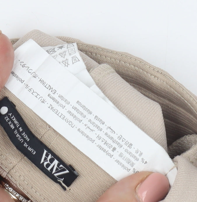 Zara Women's Beige Ankle Trousers XS Slim Fit