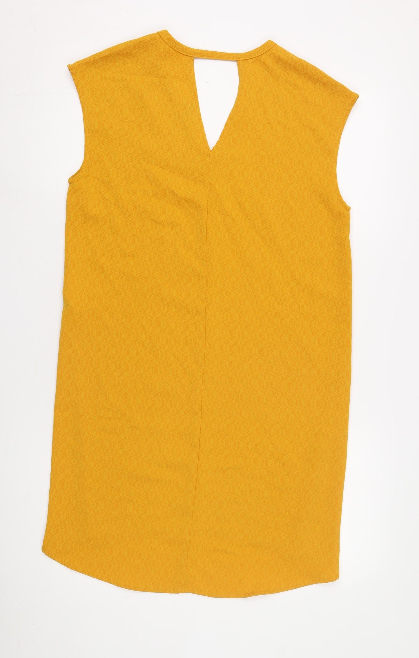 Vila Womens Yellow XS Midi Shift V-Neck Dress