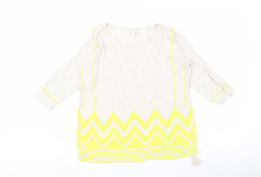 Monsoon Women's Beige Geometric Pullover Jumper M