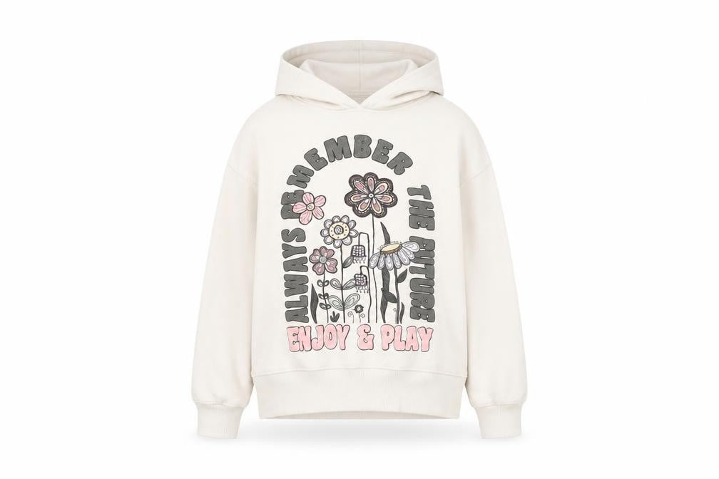 Zara Girls White Graphic Pullover Hoodie UK 8