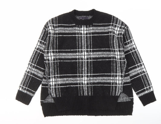 Marks and Spencer Women's Black Plaid Pullover Jumper