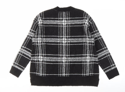 Marks & Spencer Women's Black Plaid Pullover Jumper