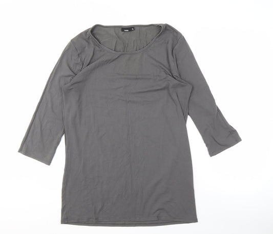 Fransa Women’s Grey Scoop Neck 3/4 Sleeve Top XL