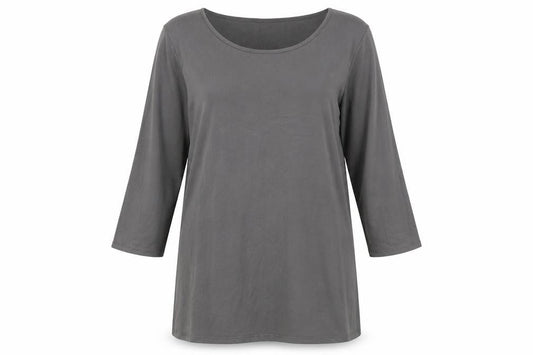 Fransa Women’s Grey Scoop Neck 3/4 Sleeve Top XL