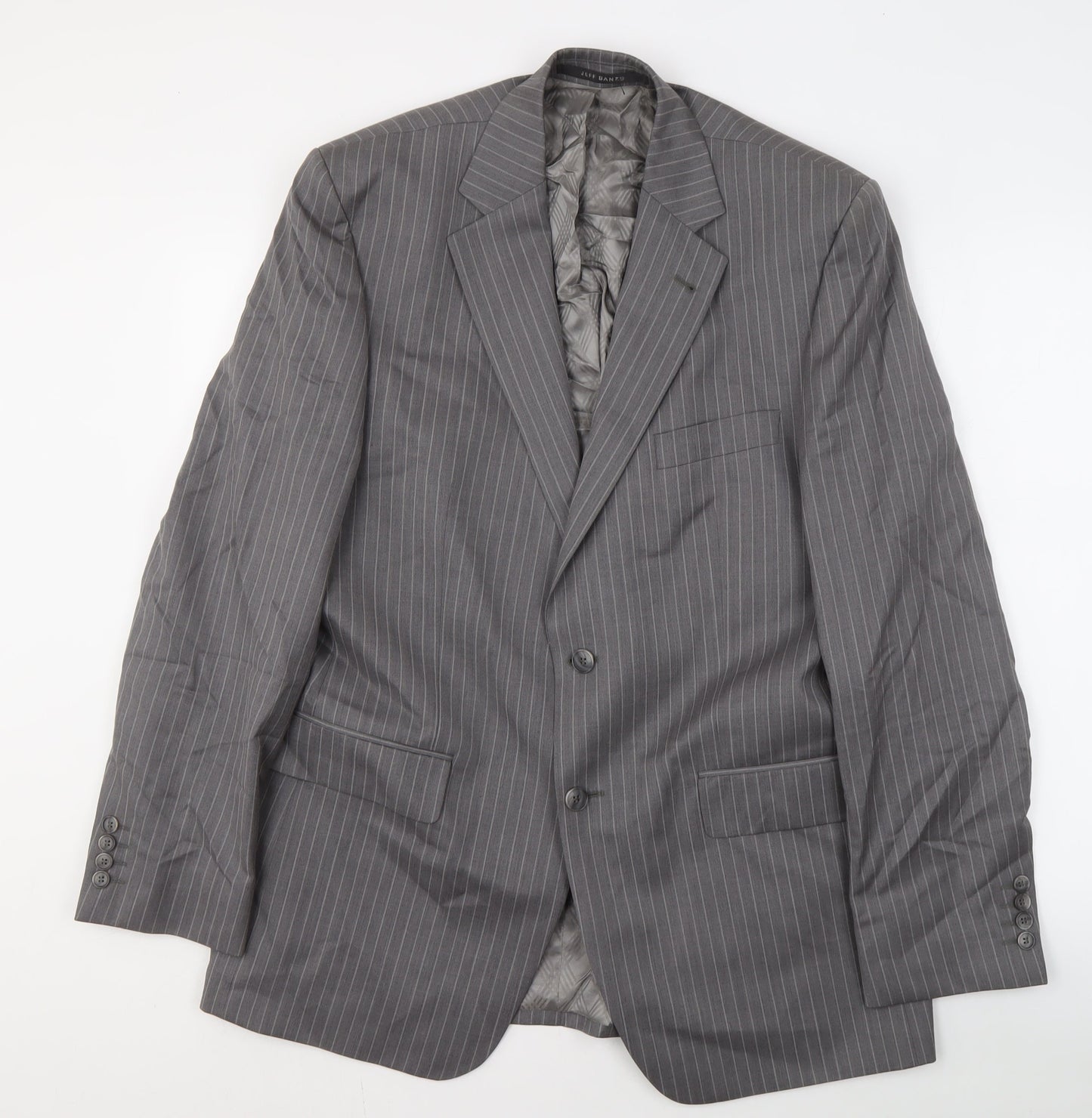 Jeff Banks Grey Striped Men's Suit Jacket 42 Long