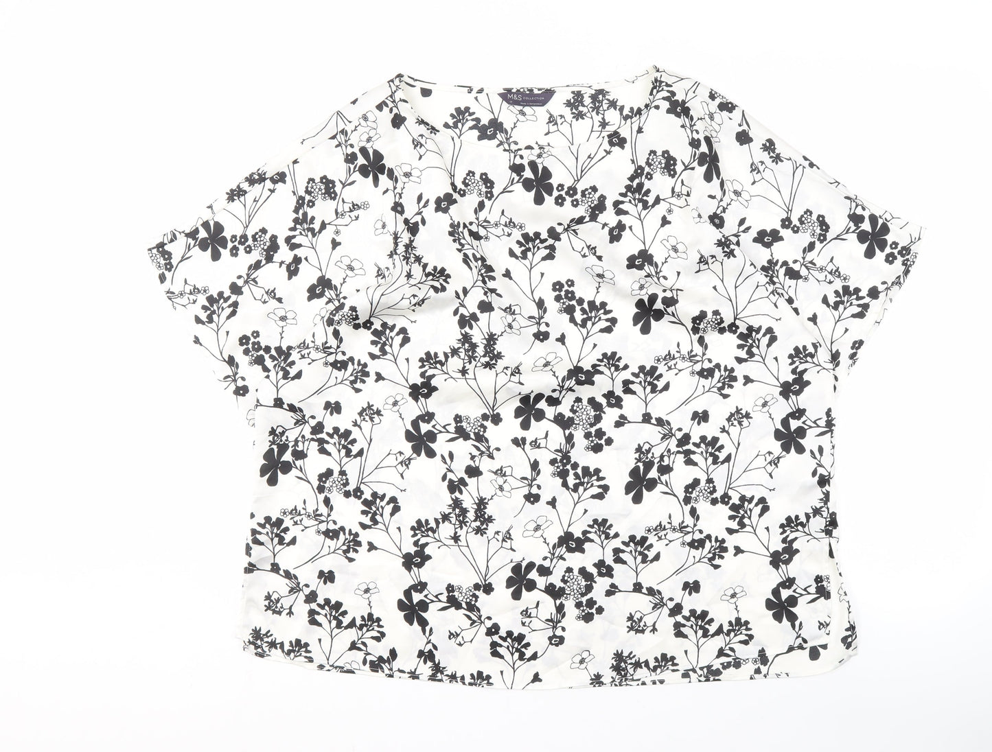 Marks and Spencer Women's Black Floral Blouse Size 14