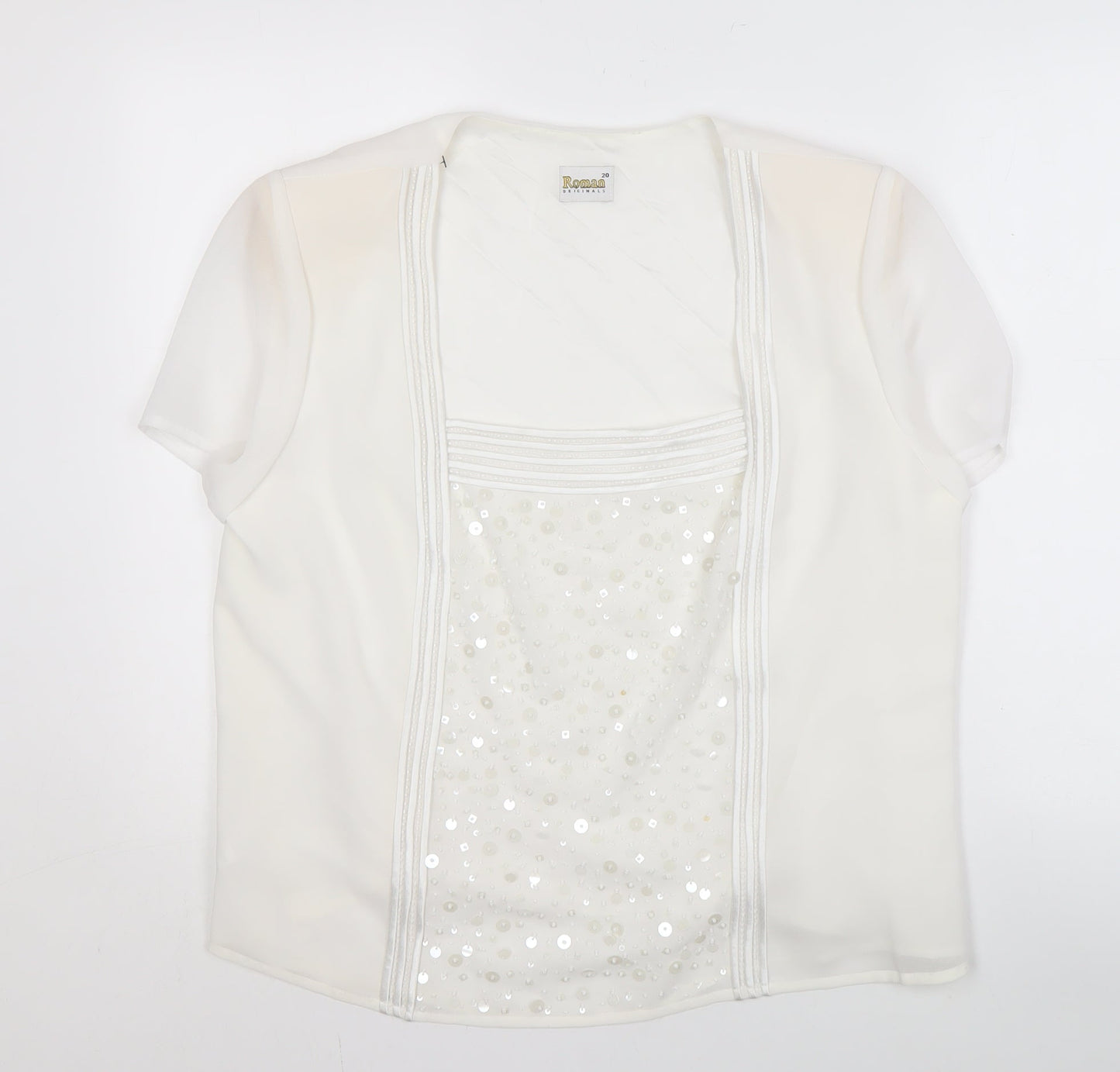 Roman Originals Women's White Sequin Blouse Size 20