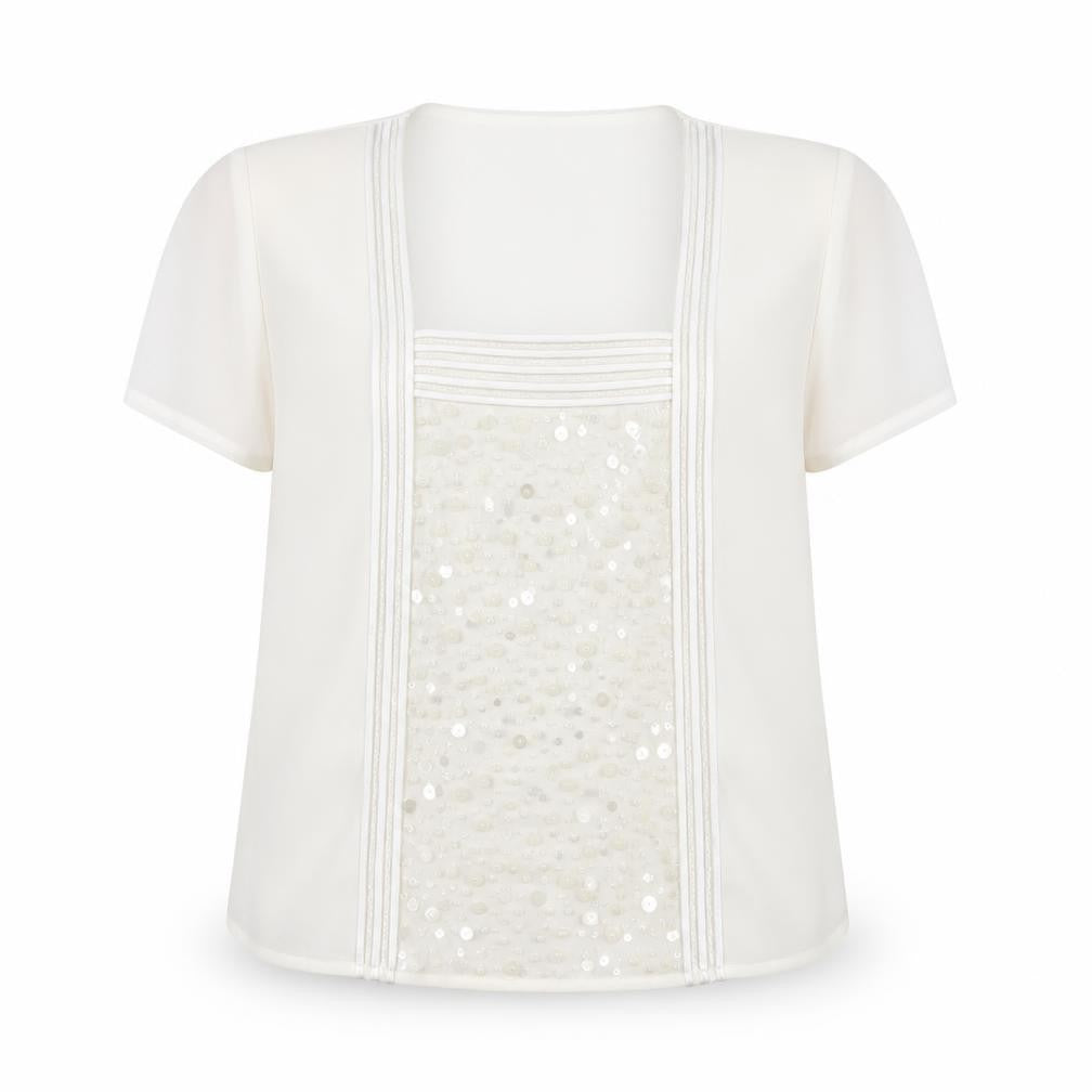 Roman Originals Women's White Sequin Blouse Size 20