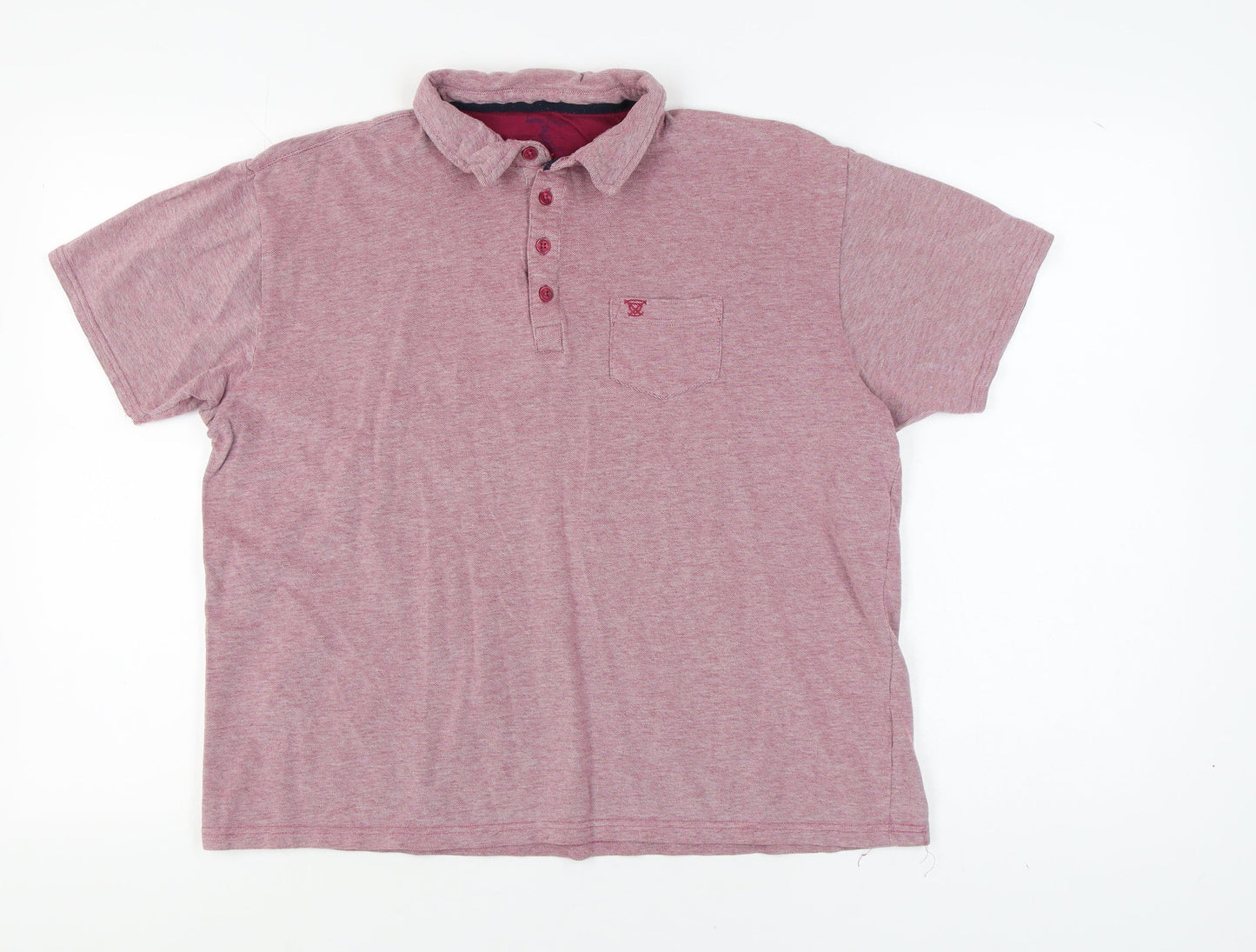 James Pringle Pink Men's Polo - Large, Button Accent