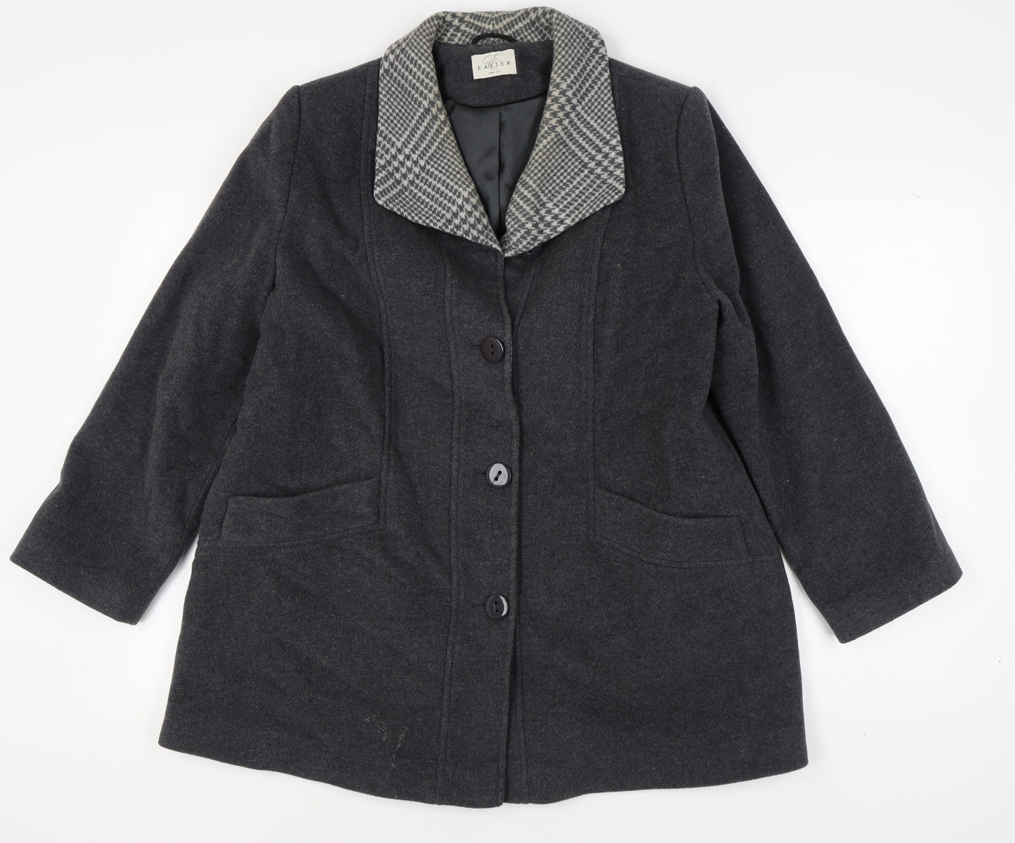 Eastex Women's Grey Wool Cashmere Coat, Size 16, Classic Style