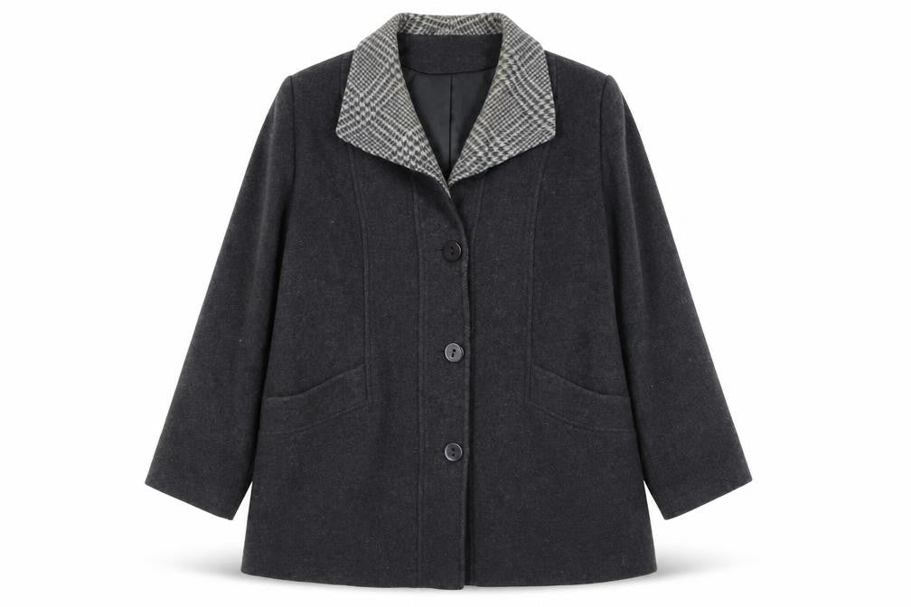 Eastex Women's Grey Wool Cashmere Coat, Size 16, Classic Style